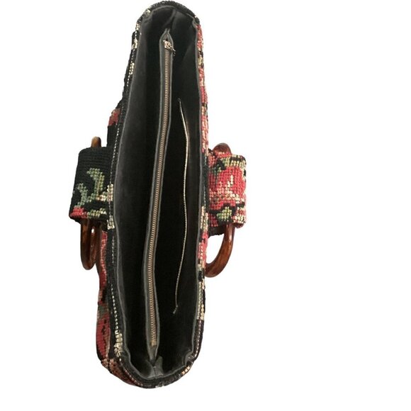 VTG JR Florida Tapestry Tote Bag Purse Faux-Tortoise Shell Handle 295E - Picture 7 of 9